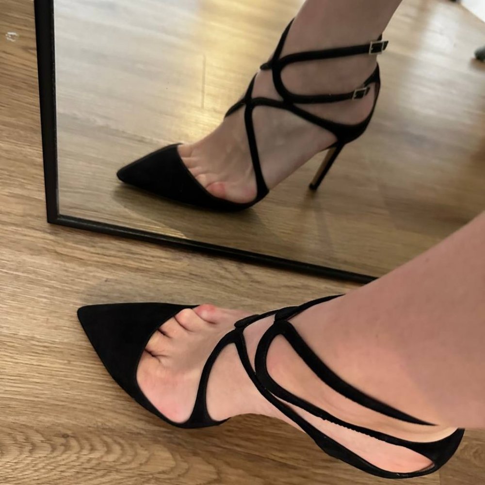 Jimmy Choo Lancer 85 Black Suede EU 40 US 9-9.5 Pump Heels - Picture 5 of 9